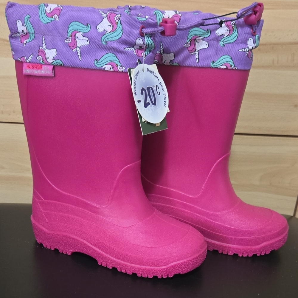 Pink Unicorn Winter Boots Kids Size 11
